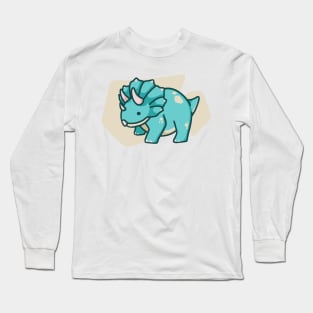 Cute chubby blue dinosaur, dino, triceratops Long Sleeve T-Shirt